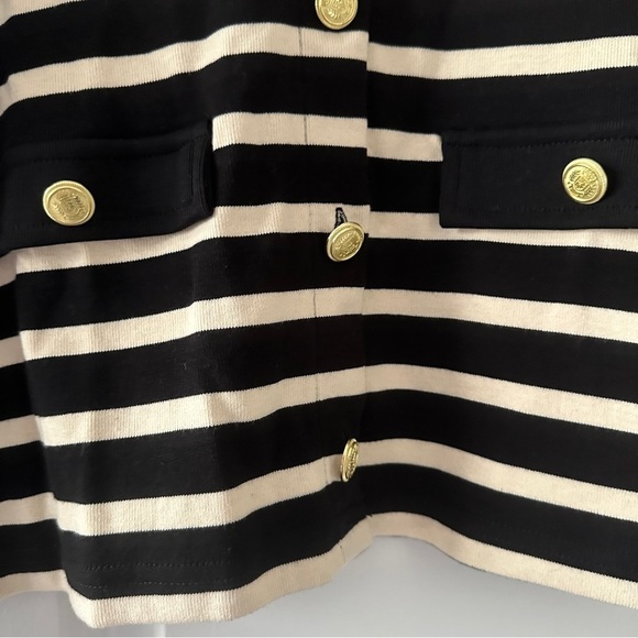 NWT Mango Black Cream Knitted Cardigan Gold Buttons Women’s Size Large Preppy - Picture 9 of 16